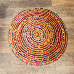 Okrúhly Koberec z Juty a Recyklovanej Bavlny - 90 cm
