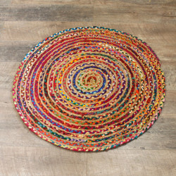 Okrúhly Koberec z Juty a Recyklovanej Bavlny - 90 cm