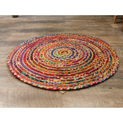 Okrúhly Koberec z Juty a Recyklovanej Bavlny - 90 cm