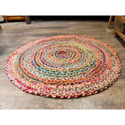 Okrúhly Koberec z Juty a Recyklovanej Bavlny - 120 cm