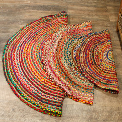 Okrúhly Koberec z Juty a Recyklovanej Bavlny - 120 cm