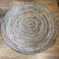 Okrúhly Koberec z Juty a Recyklovanej Rifloviny - 150 cm