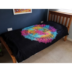 Jednolôžková Bavlnená Prikrývka na Posteľ - Čierna Hamsa