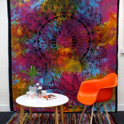 Dvojlôžková Bavlnená Prikrývka na posteľ - Pokojný Buddha