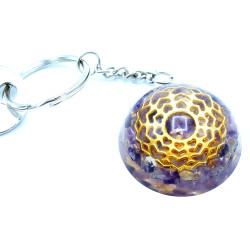 Orgonitový Prívesok na Kľúče - Amethyst - Srdiečková Mandala