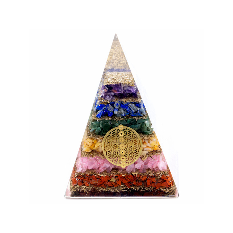 Orgonit Pyramída - Sedem Čakier Kvet Života - 7,5cm