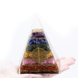 Orgonit Pyramída - Sedem Čakier Kvet Života - 7,5cm