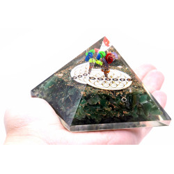 Orgonit Pyramída - Zelený Aventurín a Kvet Života - 70 mm