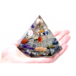 Orgonitová 7-stranná Pyramída - Drahokam Wisdom Strom - 90 mm