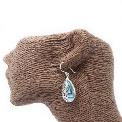 Náušnice Mušľa & Striebro - Kvapka - Abalone