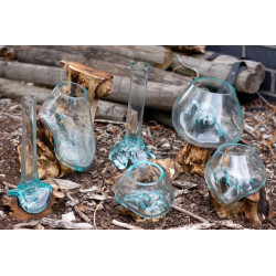 2x Roztavené Sklo na Dreve - Whiskey Set