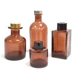 6x Štvorcová Vysoká Fľaša na Difúzor - Jantárová - 100 ml