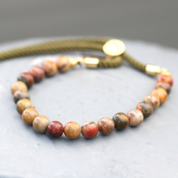 18K Pozlátený Náramok z Drahokamov - Picasso Jaspis