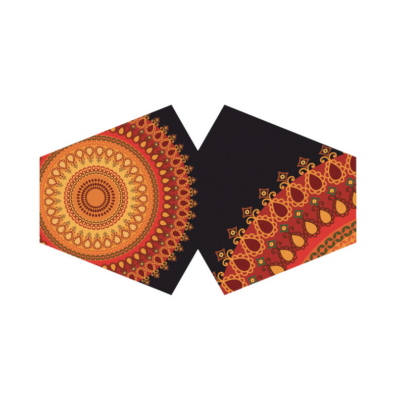 3x Ochranné Rúška na Tvár- Oranžová Mandala (Dospelý)