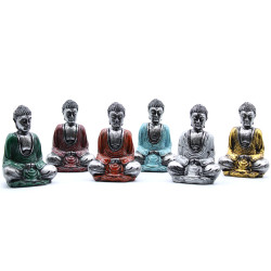 6x Strieborný Mini Budha (Rôzne Farby)