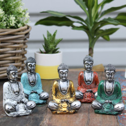 6x Strieborný Mini Budha (Rôzne Farby)