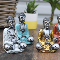 6x Strieborný Mini Budha (Rôzne Farby)