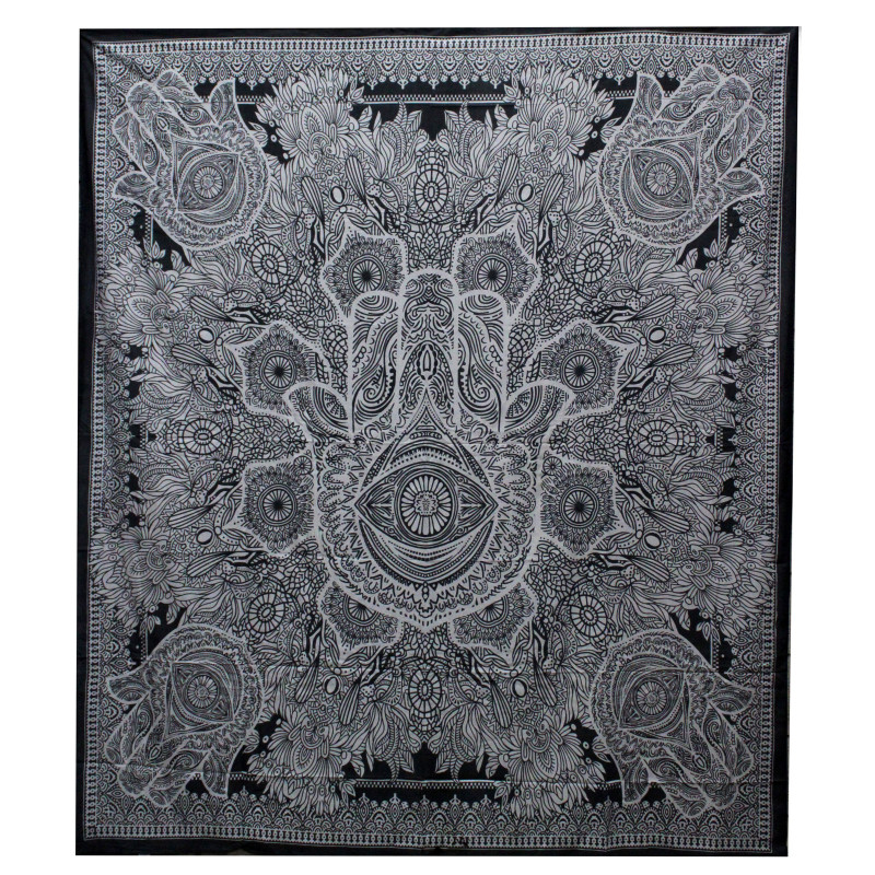 Black & White Prikrývka na Posteľ (Dvojlôžko) - Hamsa