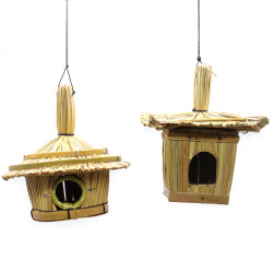 6x Malá Štvorcová Vtáčia Búdka z Morskej Trávy 18x13cm