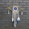 Ochranný Lapač Snov - Stredný - Macramé - Biela / Modrá / Šedá