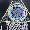 Ochranný Lapač Snov - Veľký - Macramé - Pyramída Biela/ Tyrkysová