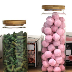 Sklenená Dóza s Bambusovým Uzáverom - 10cm