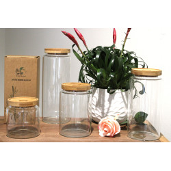 Sklenená Dóza s Bambusovým Uzáverom - 25cm