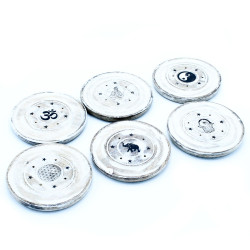 6x Stojany na Vonné Tyčinky a Kužele - Biela Vymývaná - Disk