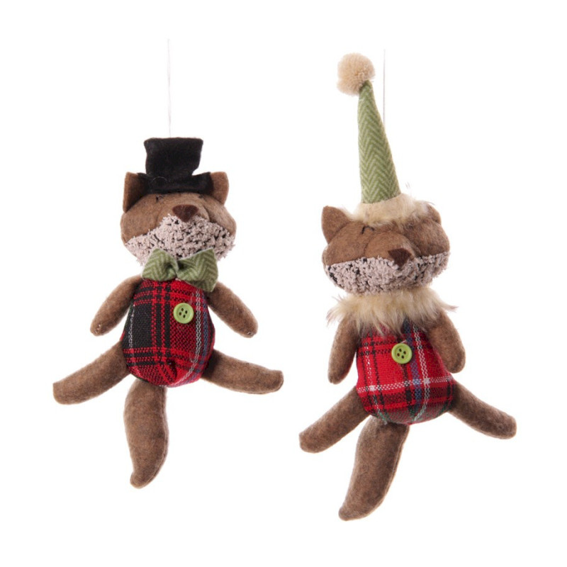 2x Závesná dekorácia líška - červená