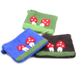 3x Prírodné Plstené Vrecko na Zips (rôzne) - Hríbiky