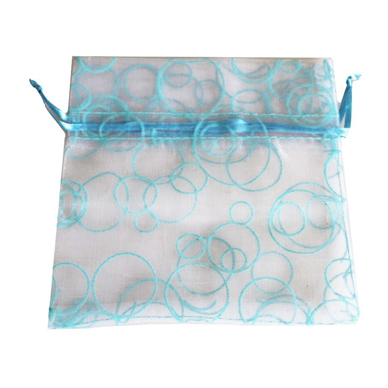 30x Organzové Vrecúška s Kruhmi - Baby Blue