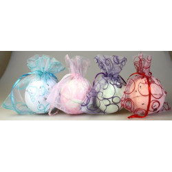 30x Organzové Vrecúška s Kruhmi - Baby Blue