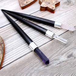 3x Špicatý Liečivý Prútik - Ruženin, Kremeň, Amethyst