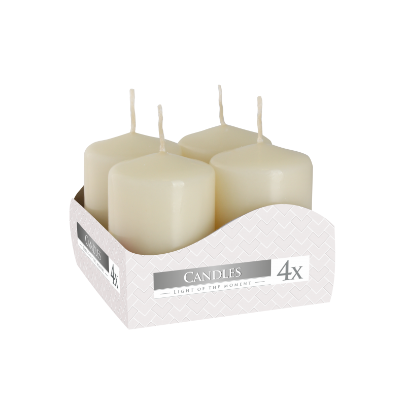 3x Sada 4 Sviečok Valec 40x60mm - Ivory