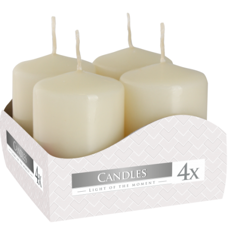 3x Sada 4 Sviečok Valec 40x60mm - Ivory