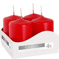3x Sada 4 Sviečok Valec 40x60mm - Červené
