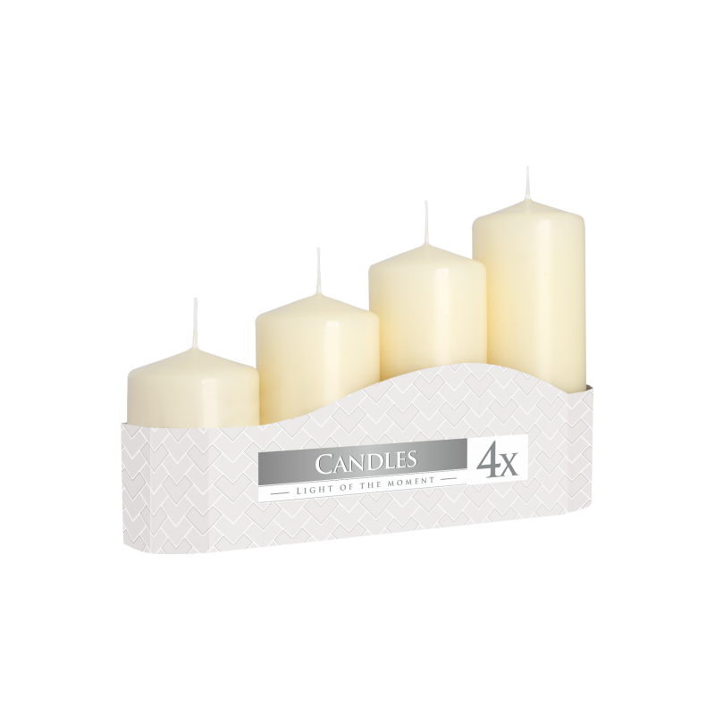 3x Sada 4 Sviečok Valec 50mm (11/16/22/33H) - Ivory