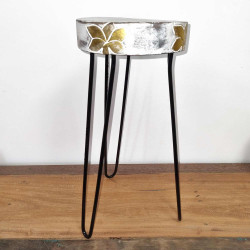 Albasia Drevený Stojan na Kvety - Vymývaná Biela