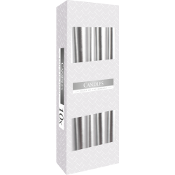 10x Stolové Sviečky - Strieborné Metalické