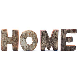 12x Rustikálne Písmená z Drevenej Kôry - HOME (4x3) - 7cm
