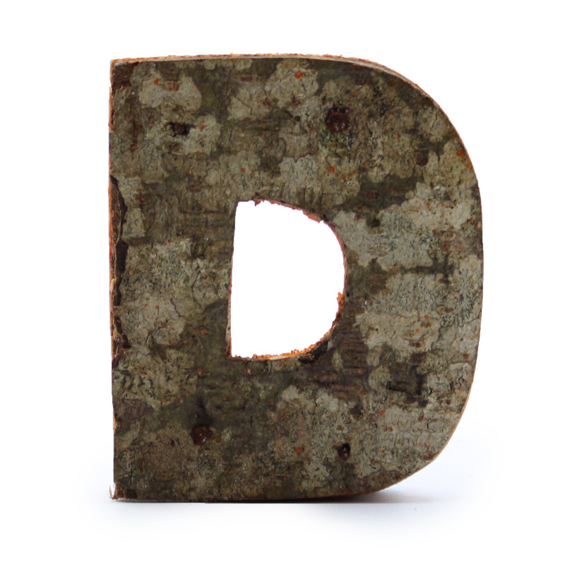 12x Rustikálne Písmená z Drevenej Kôry - "D" - 7cm