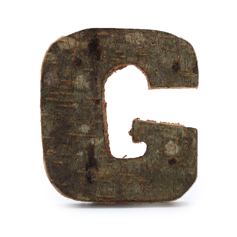 12x Rustikálne Písmená z Drevenej Kôry - "G" - 7cm