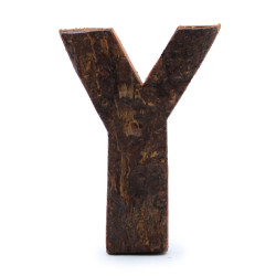12x Rustikálne Písmená z Drevenej Kôry - "Y" - 7cm