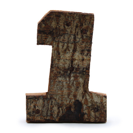 12x Rustikálne Čísla z Drevenej Kôry - "1" - 7cm