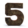 12x Rustikálne Čísla z Drevenej Kôry - "5" - 7cm