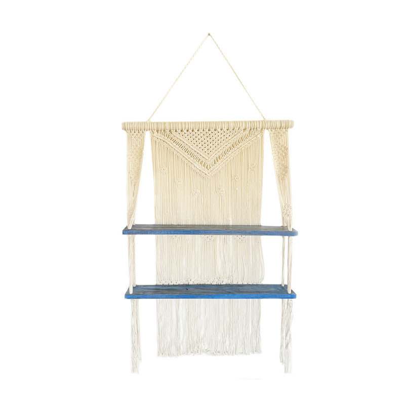 Prírodné Závesné Poličky Macrame – Modré