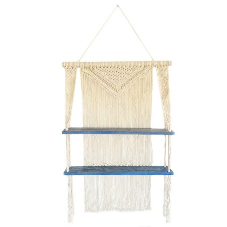 Prírodné Závesné Poličky Macrame – Modré