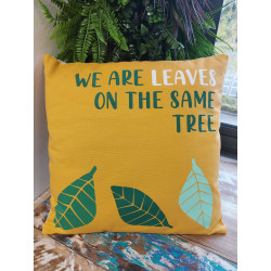 3x Bavlnená Obliečka na Vankúš s Potlačou - We are Leaves - Žltá, Modr