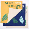 3x Bavlnená Obliečka na Vankúš s Potlačou - We are Leaves - Žltá, Modr