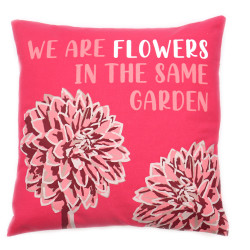 3x Bavlnená Obliečka na Vankúš s Potlačou - We are Flowers - Olivová, 